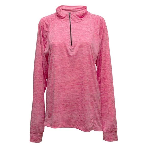 Woodland Creek Women's 1/4-Zip Long Sleeve Performance Shirt in Pink Heather, XL - Picture 2 of 5